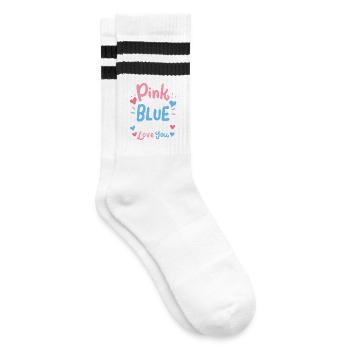 Gender Reveal Party - Gestreifte Tennissocken - Weiß/Schwarz - Rechts