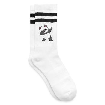 Panda Dabbing Kawaii - Striped tennis socks - white/black - Right