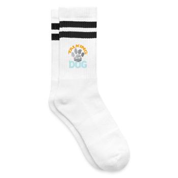 I’m Only Talking To My Dog Today Quote - Striped tennis socks - white/black - Right