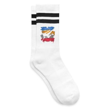 Breakdancing - Striped tennis socks - white/black - Right