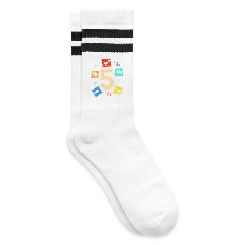 5 Jahre Jungen Mädchen Dinosaurier 5. Geburtstag - Gestreifte Tennissocken - Weiß/Schwarz - Rechts