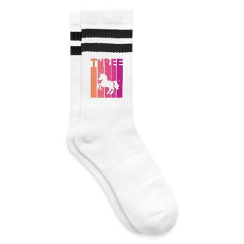Unicorn 3rd Birthday Girl 3 years - Striped tennis socks - white/black - Right