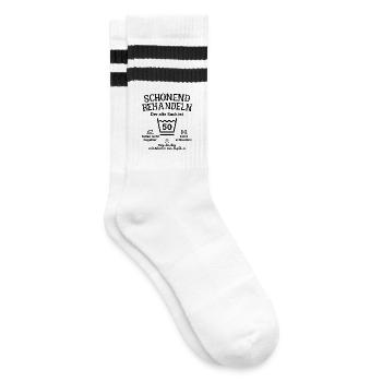 Schonend Behandeln Sack Geschenk 50. Geburtstag - Gestreifte Tennissocken - Weiß/Schwarz - Rechts