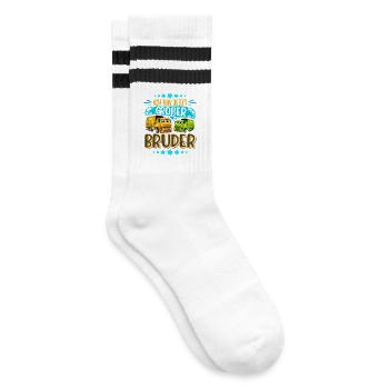 Müllauto Großer Bruder - Gestreifte Tennissocken - Weiß/Schwarz - Rechts