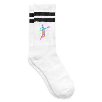 Badminton Fan Squash Coach Club Women - Striped tennis socks - white/black - Right
