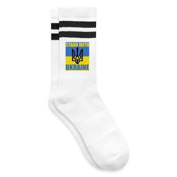 Stand mit Ukraine Flagge Dreizack Unterstützung Trikot - Gestreifte Tennissocken - Weiß/Schwarz - Rechts