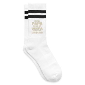 Papa Opa Uropa - Gestreifte Tennissocken - Weiß/Schwarz - Rechts