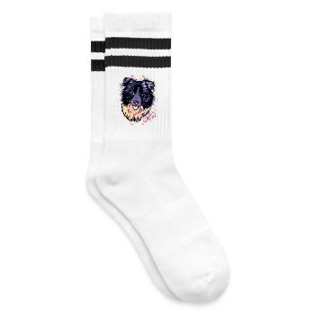 Border Collie éclaboussures de couleur - Chaussettes de tennis - blanc/noir - Droite