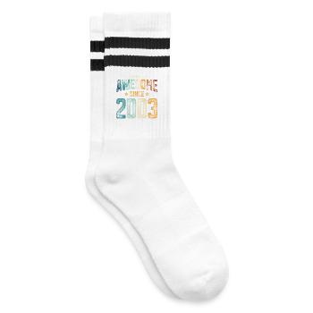 2003 Born Birthday Year of birth - Striped tennis socks - white/black - Right