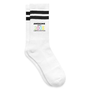 Fantastic since 2003 - born in 2003 - Striped tennis socks - white/black - Right