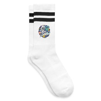 6th birthday boy - 6 years old - I am 6 - Striped tennis socks - white/black - Right