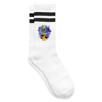 Aloha coole Bunte Ananas - Gestreifte Tennissocken - Weiß/Schwarz - Rechts