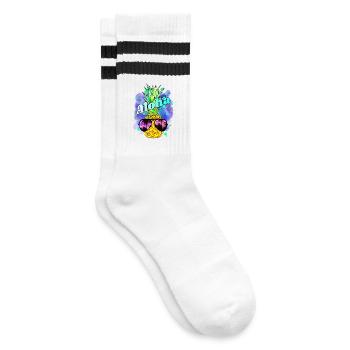 Ananas Aloha Colorful - Gestreifte Tennissocken - Weiß/Schwarz - Rechts