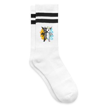Cat Cat Breed Chausie - Angel and Devil - Striped tennis socks - white/black - Right