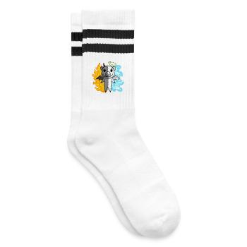 Pig - Angel and Devil - Striped tennis socks - white/black - Right