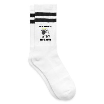 Schaf Engel - ich wars nicht - Gestreifte Tennissocken - Weiß/Schwarz - Rechts