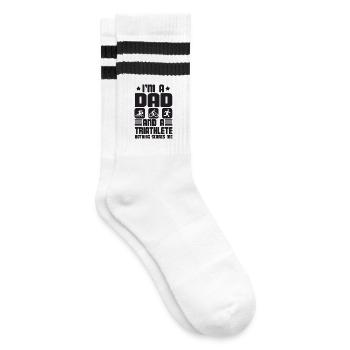 I'm A Dad And A Triathlete Nothing - Gestreifte Tennissocken - Weiß/Schwarz - Rechts