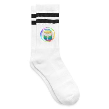 Regenbogen-Engel der Liebe Sonja Ariel von Staden - Gestreifte Tennissocken - Weiß/Schwarz - Rechts