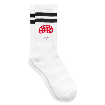 Fliegenpilz, Pilz im Wald Geschenk - Gestreifte Tennissocken - Weiß/Schwarz - Rechts