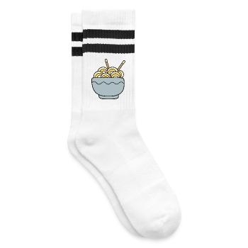 Ramen Nudeln Kawaii Japan Küche - Gestreifte Tennissocken - Weiß/Schwarz - Rechts