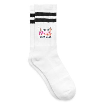 I Don't Do Nails I Design Dreams - Gestreifte Tennissocken - Weiß/Schwarz - Rechts