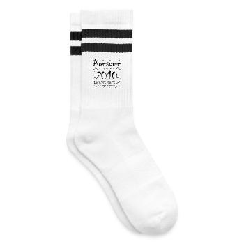 2010 - Jahrgang 2010 - Geburtsjahr 2010 - Gestreifte Tennissocken - Weiß/Schwarz - Rechts
