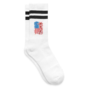 4th of July Triathlon - Striped tennis socks - white/black - Right