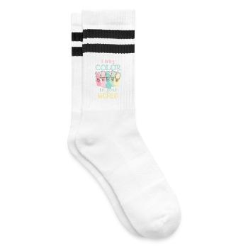 I bring color to your world Nail Tech - Striped tennis socks - white/black - Right