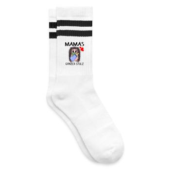 Baby Geburt Schwanger Babyspruch - Gestreifte Tennissocken - Weiß/Schwarz - Rechts