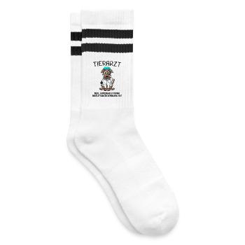 Tier Tierarzt Tiermedizin Geschenk - Gestreifte Tennissocken - Weiß/Schwarz - Rechts