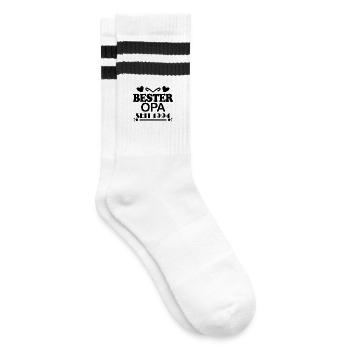 Bester Opa seit 1994 - Gestreifte Tennissocken - Weiß/Schwarz - Rechts