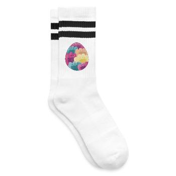 Œuf de Pâques coloré avec motif de fleurs - Chaussettes de tennis - blanc/noir - Droite