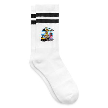 3rd birthday 3 years crane construction site excavator boy - Striped tennis socks - white/black - Right