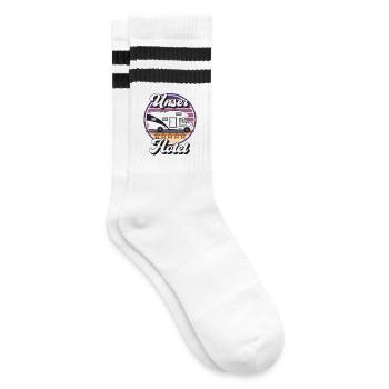 Campingplatzimpressionen: Wohnmobil Design - Gestreifte Tennissocken - Weiß/Schwarz - Rechts