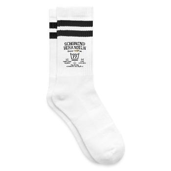77. Geburtstag Schonend Behandeln 77 VIP ist 77 - Gestreifte Tennissocken - Weiß/Schwarz - Rechts