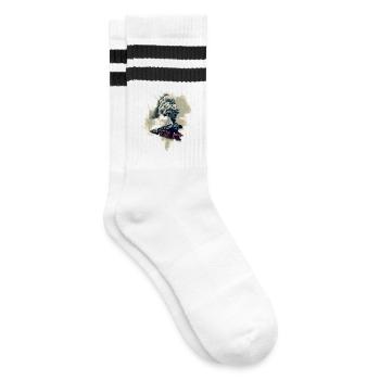 Old steam locomotive - Striped tennis socks - white/black - Right