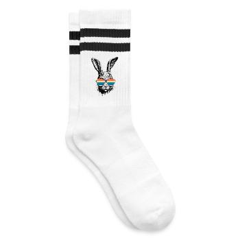 Retro Rabbit With Sunglasses Easter Rabbit Ears - Striped tennis socks - white/black - Right