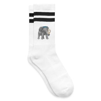 Elefant Tennis Tennisschläger - Gestreifte Tennissocken - Weiß/Schwarz - Rechts