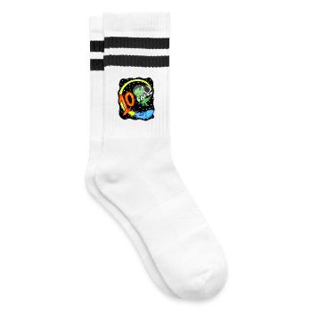 10 Birthday Boy Astronaut - ten years - Striped tennis socks - white/black - Right