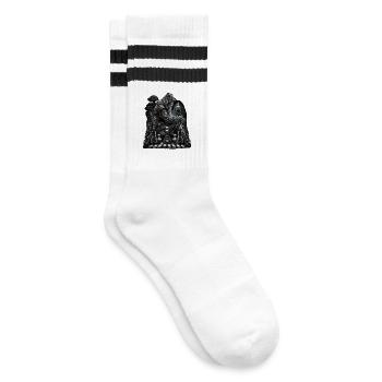 Schachmeister im Spiel - Gestreifte Tennissocken - Weiß/Schwarz - Rechts