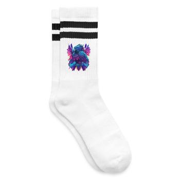 Neon Adler Synthwave Adler - Striped tennis socks - white/black - Right
