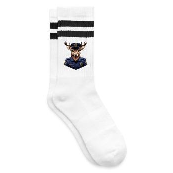 Deer Police - Striped tennis socks - white/black - Right
