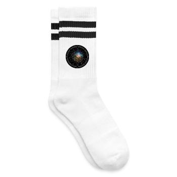 Flower of Life Rainbow - Striped tennis socks - white/black - Right