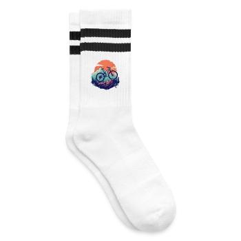 Mountain biking - Striped tennis socks - white/black - Right