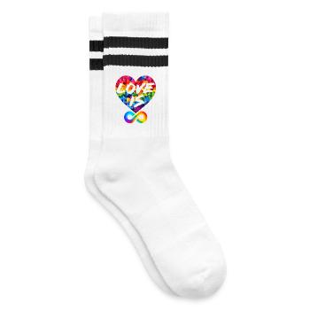 LOVE IS INFINITE, LOVE PUZZLE, LGBTQIA+ - Striped tennis socks - white/black - Right