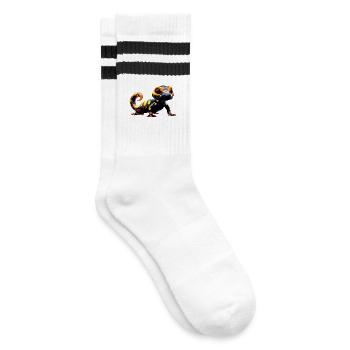 Salamanders, newts, tailed amphibians, fire salamanders - Striped tennis socks - white/black - Right