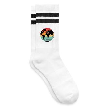 Conception de carte du monde rétro colorée - Chaussettes de tennis - blanc/noir - Droite