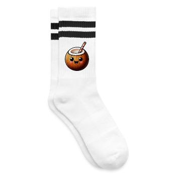 Coconut Coconut - Striped tennis socks - white/black - Right