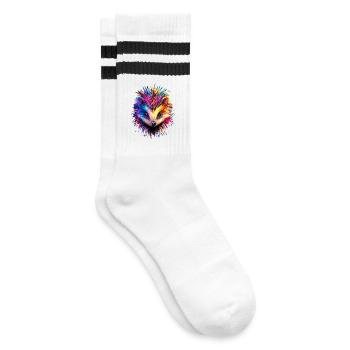Igel Weißbauchigel Stacheligel Liebe Süßer Igel - Gestreifte Tennissocken - Weiß/Schwarz - Rechts