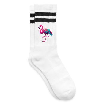 Flamingo - Gestreifte Tennissocken - Weiß/Schwarz - Rechts